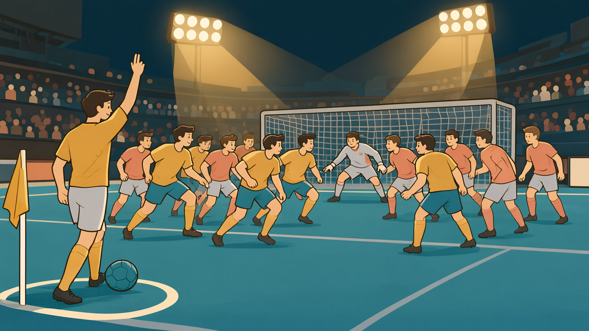 Cobrança de escanteio, bola parada usada em estratégias de trading esportivo