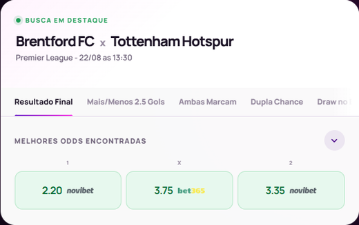 Tela do Odds.Show comparando cotações de partidas de futebol