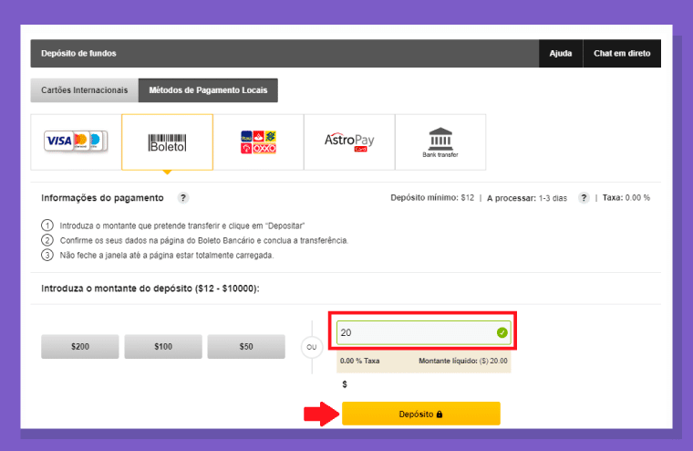 Inserindo Dados Para Depositar