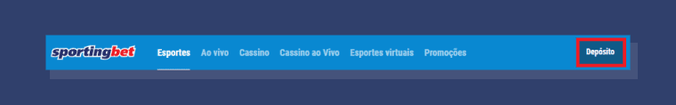 No topo superior direito, estará um botão "depósito"