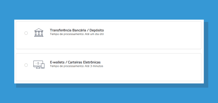 Duas Opcoes Selecionar Deposito
