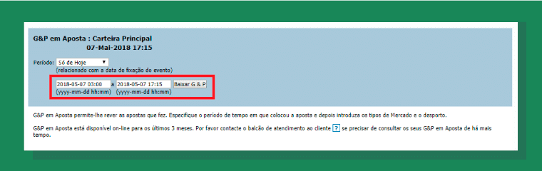 Selecionando Periodo