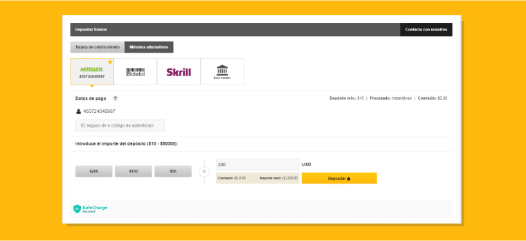 Es extremadamente rápido y práctico depositar en Betfair