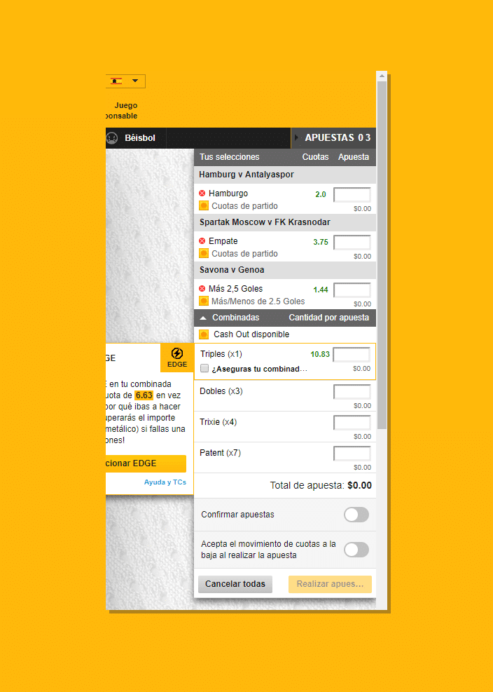 los mercados en los cuales deseas hacer parley en betfair