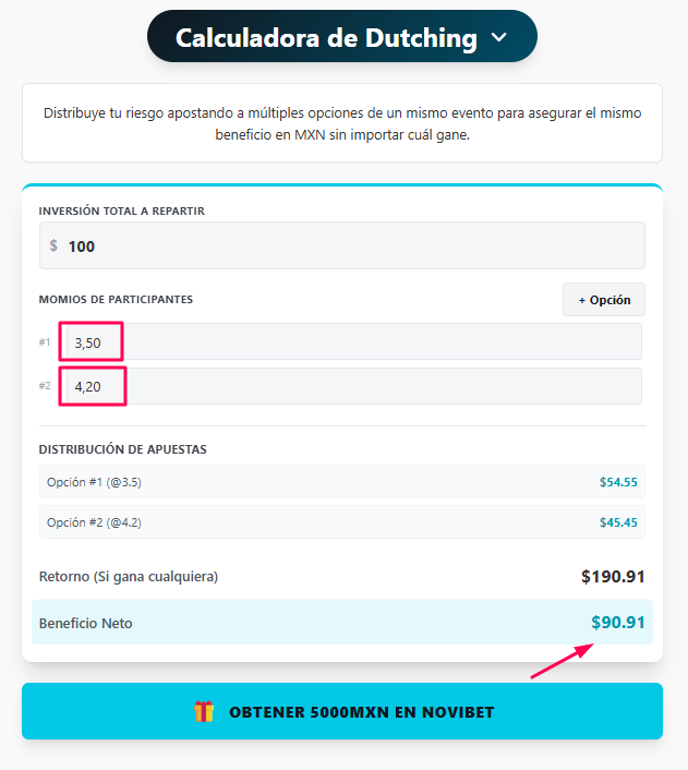 Calculadora de dutching