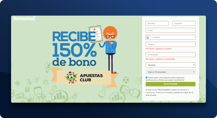 crea tu cuenta en betmotion