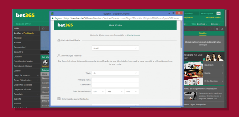 Dados Pessoais Bet365