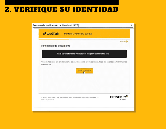 haga la verificación de su identidad - Apuestas Deportivas Betfair