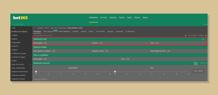 Real Madrid Psg Apostar Bet365 Liga Campeoes
