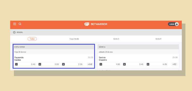 Mercados Disponiveis Betwarrior
