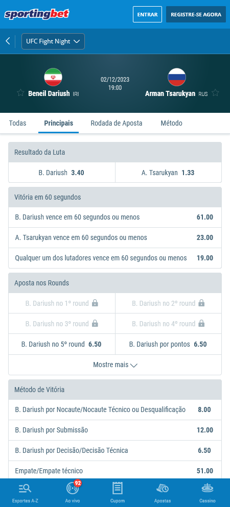 Apostas UFC na Sportingbet: o guia completo
