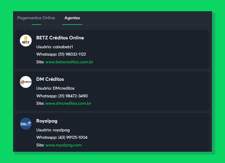 Agentes Oficiais Sportsbet.io