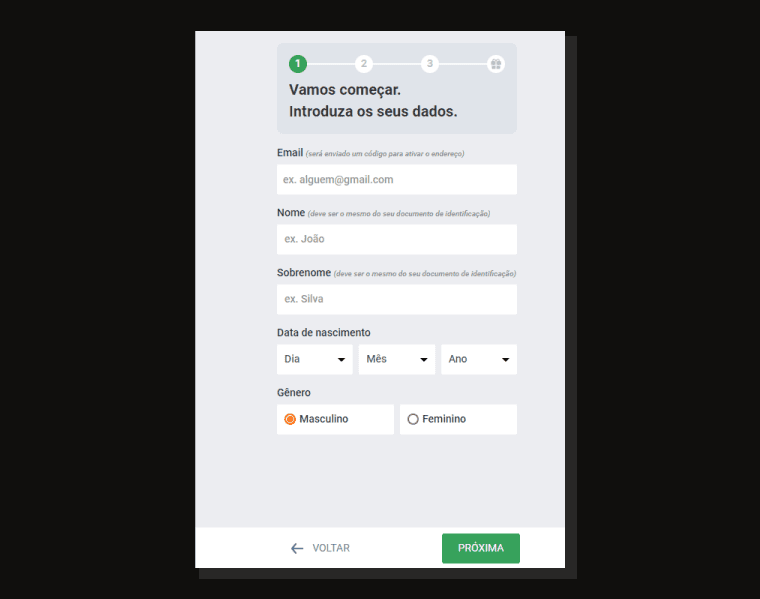 preencher as informações solicitadas
