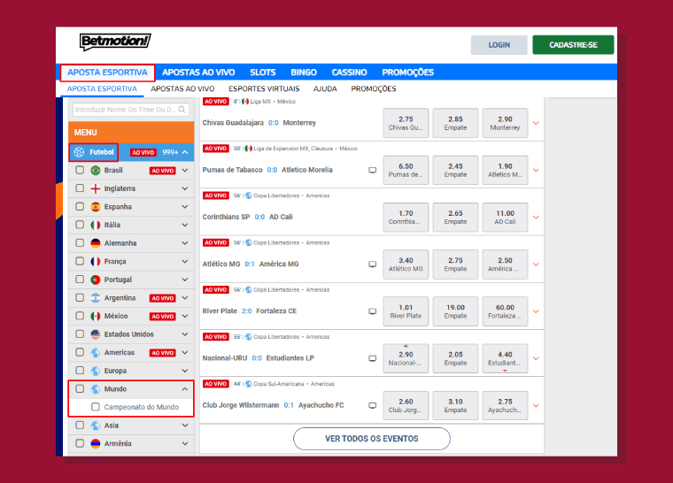 Abrir Menu Futebol Betmotion