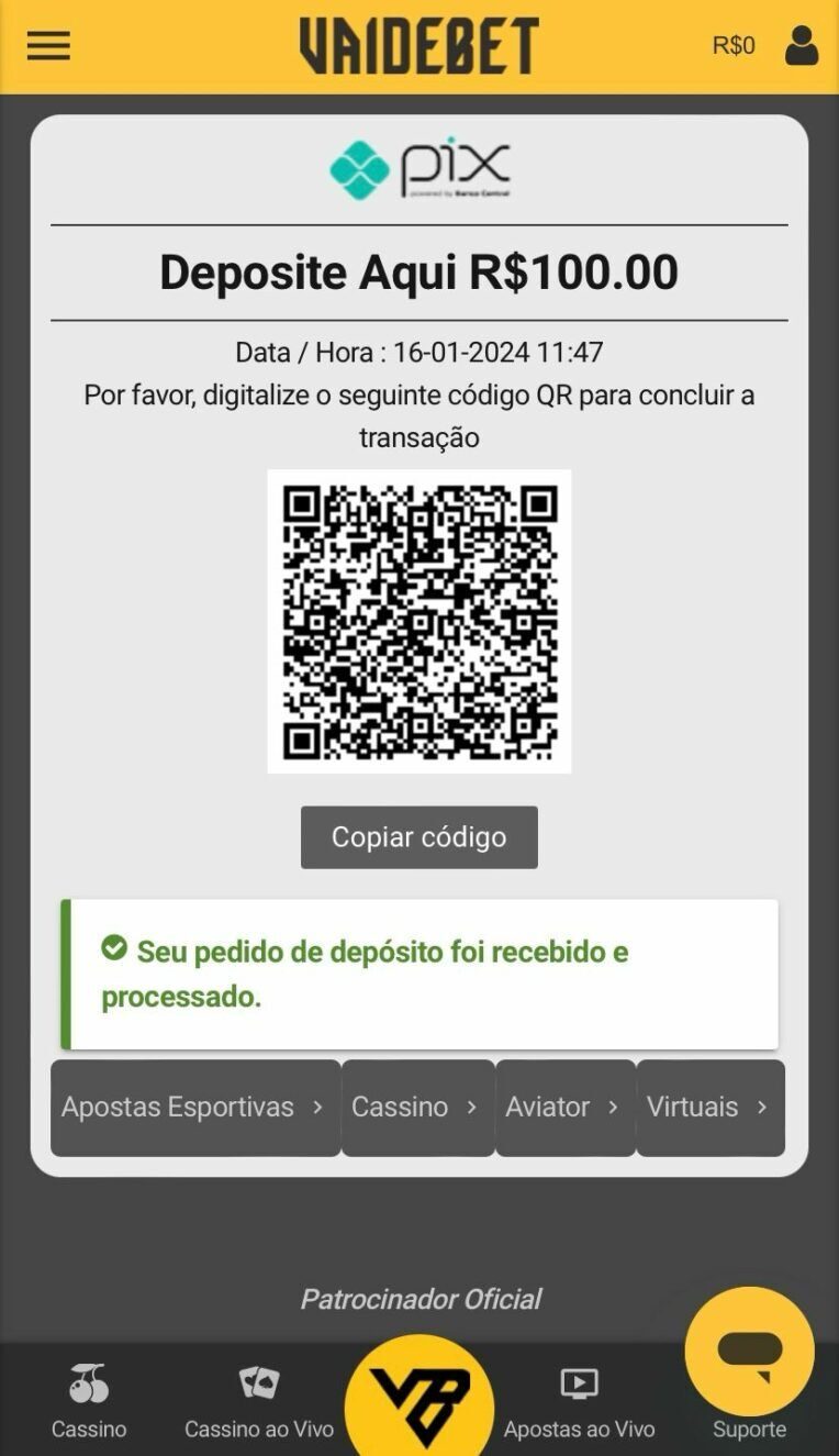 Qr Code Pix Vai De Bet
