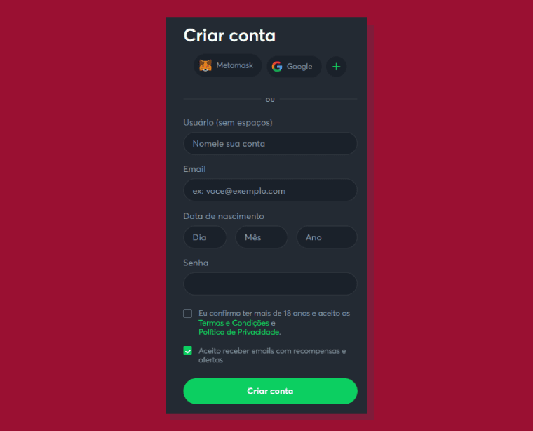 Fazer Registro Sportsbetio