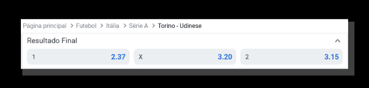 odds, oferecidas pela Betano