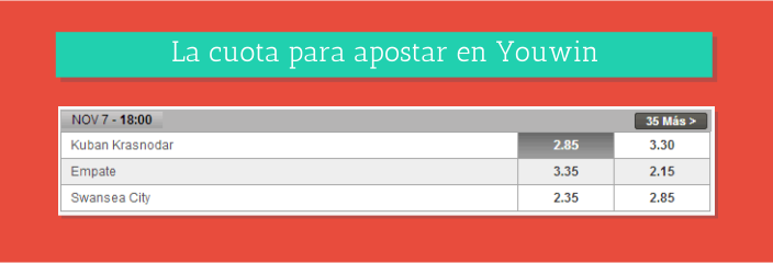 La cuota para apostar en krasnodar en youwin