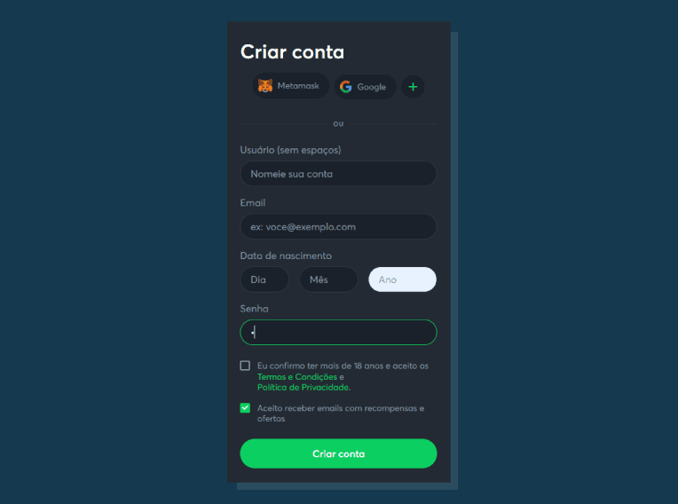 Sportsbet.io Criar Conta