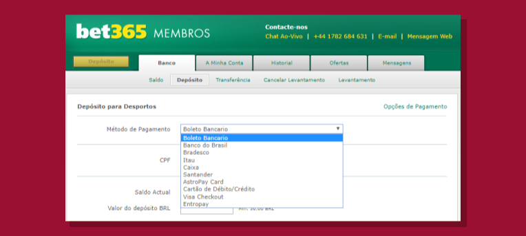 Selecionar Metodo De Deposito