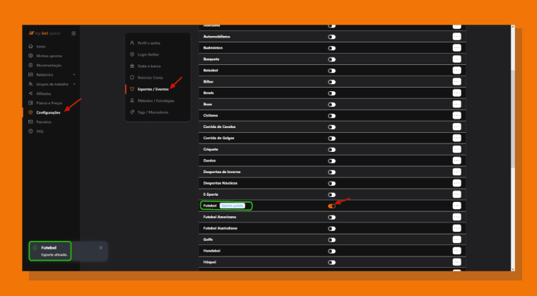 Definindo Esportes Trabalho Betfair