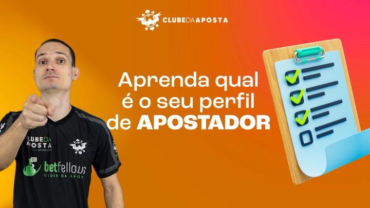 Apresentador ao lado de um checklist de perfil de apostador.