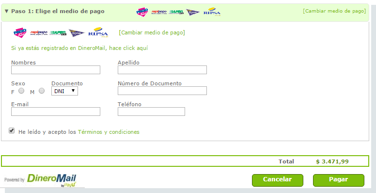Ingresar su cuenta en Dineromail