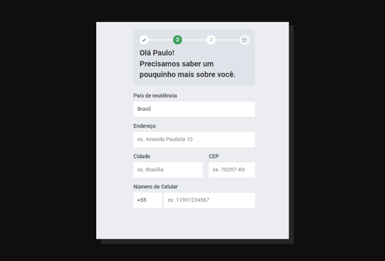 preencher as informações solicitadas