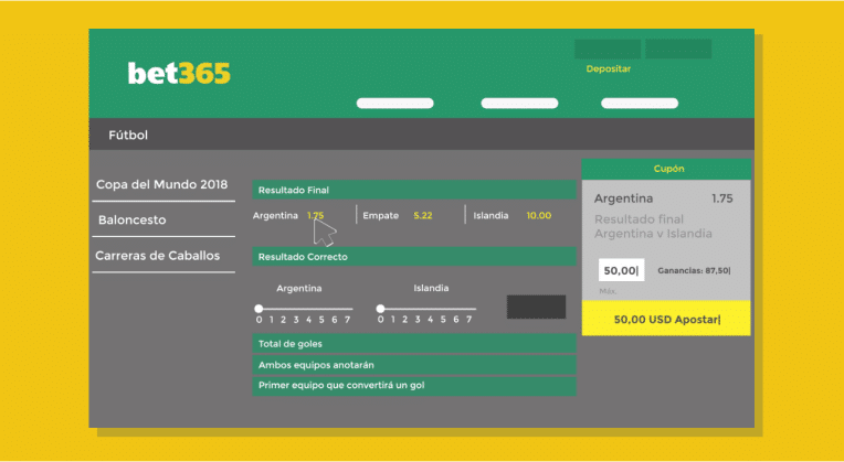 Primer apuesta en Bet365