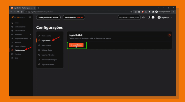 Importando Apostas Betfair