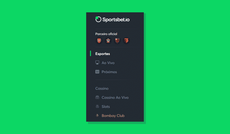 menu localizado na lateral esquerda