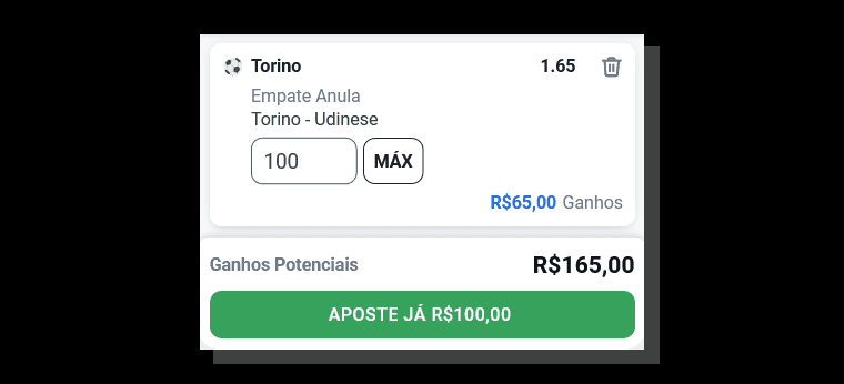 clicar sobre a sua odd