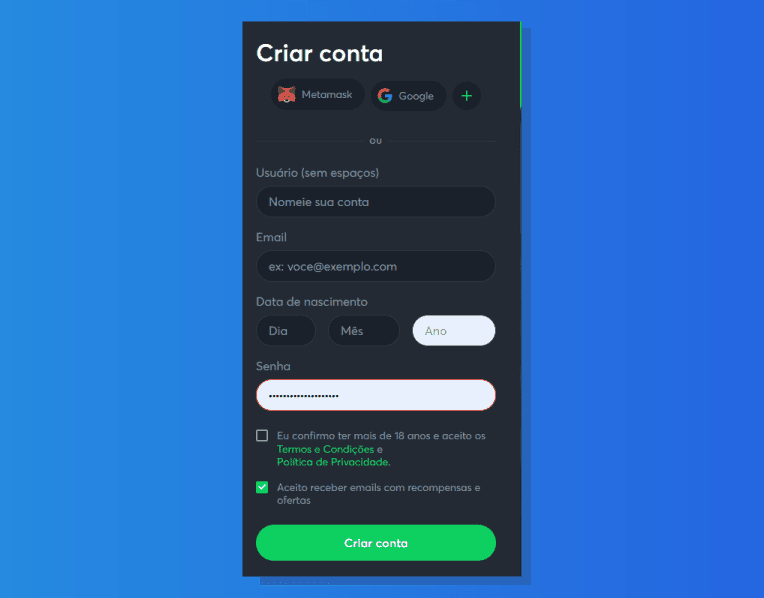 Criar Conta Sportsbet.io