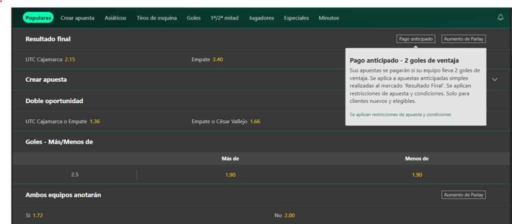 Imagem da análise da Bet365