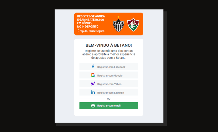 formas às quais você pretende se registrar