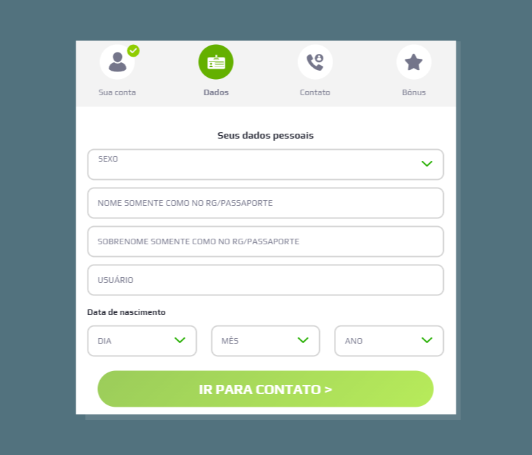 Insira Dados Pessoais Solicitados Netbet