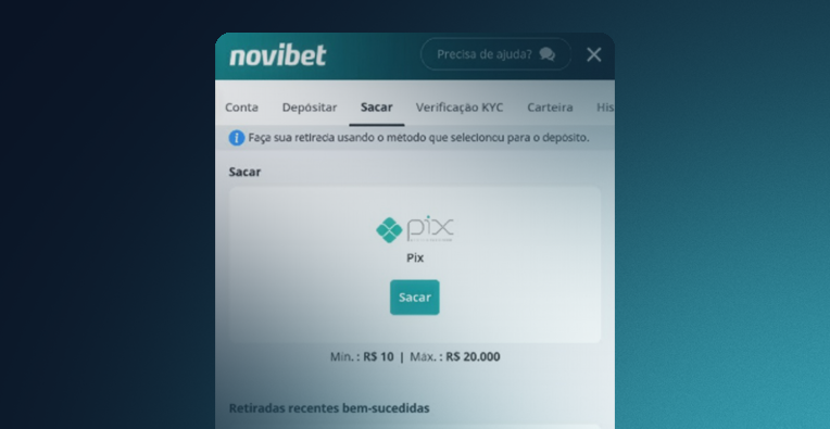 Depósito Novibet: Como Depositar com PIX a partir de R$10 reais