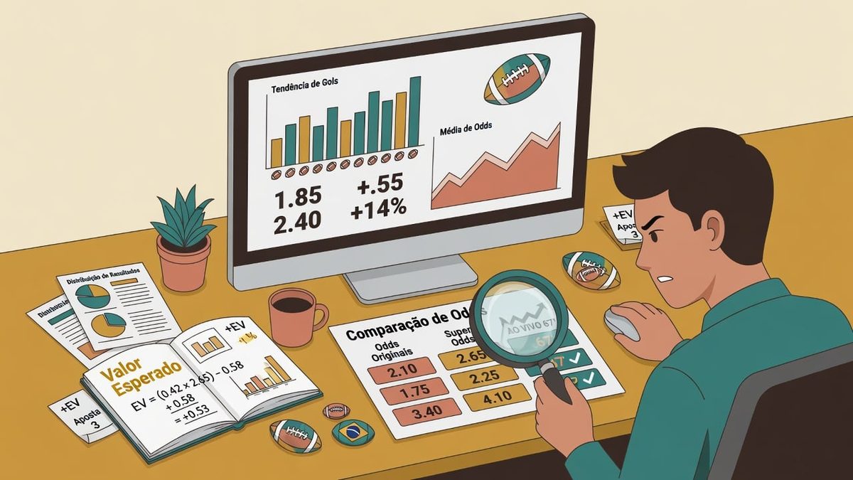 A person at a desk analyzing statistical charts and odds numbers on a computer screen