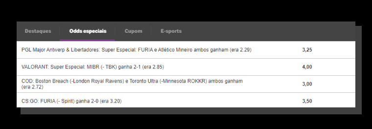 odds especiais betway