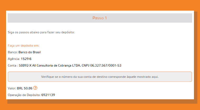 Finalizando Deposito Banco Brasil