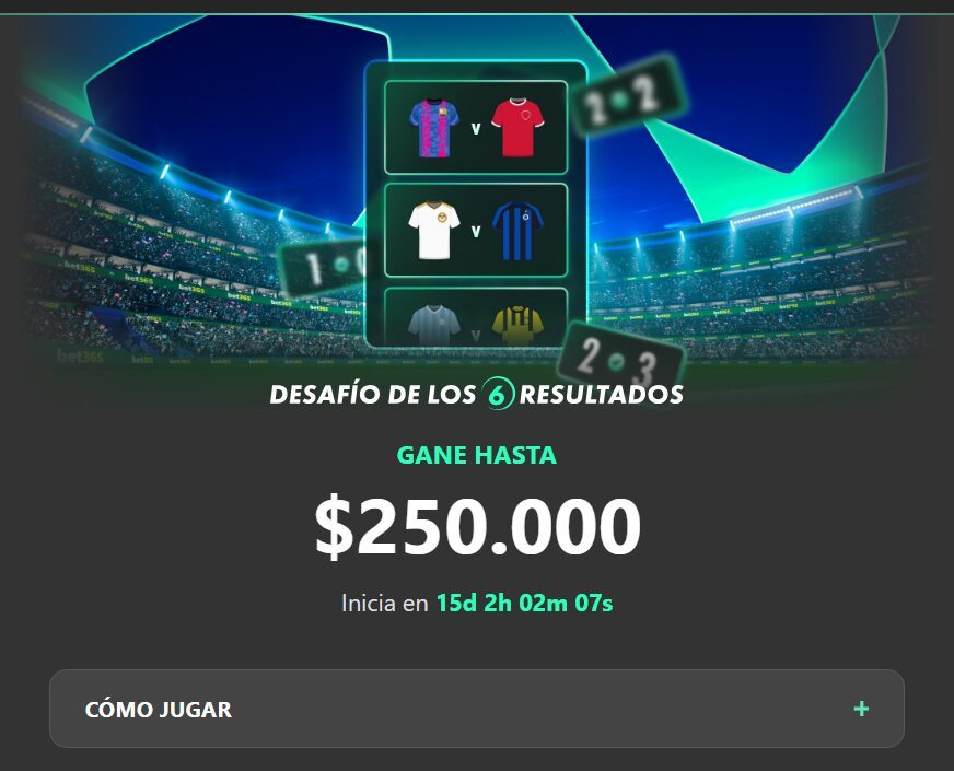 Promoción 6 resultados Bet365 donde puedes ganar giros gratis