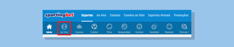ícone, o segundo da fileira, escrito "Ao Vivo"