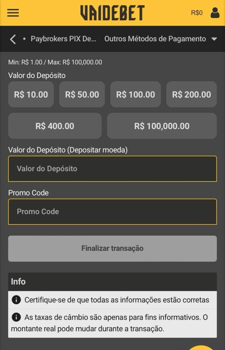 Deposito Valor Vai De Bet