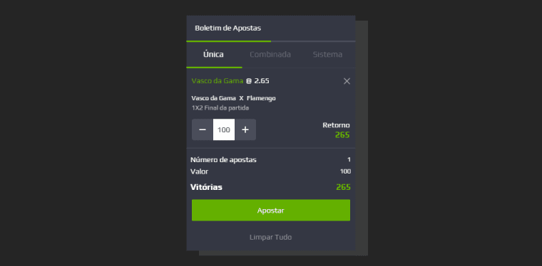 Definindo Aposta Vasco