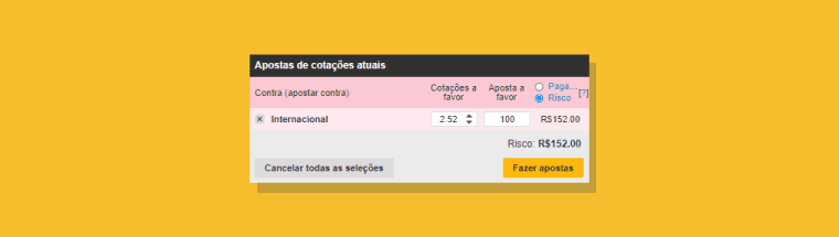 Confirmar aposta contra na Betfair