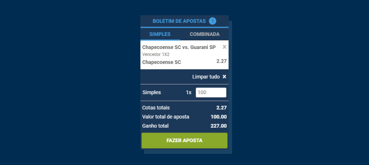 Confirmar Aposta Betmotion Serie B