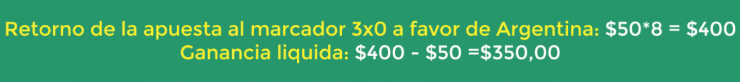 Retorno de apuesta en 3-0 Argentina bet365