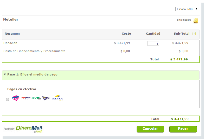 Hacer pagos en Neteller con Dineromail