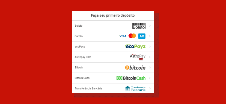 Métodos de pagamento