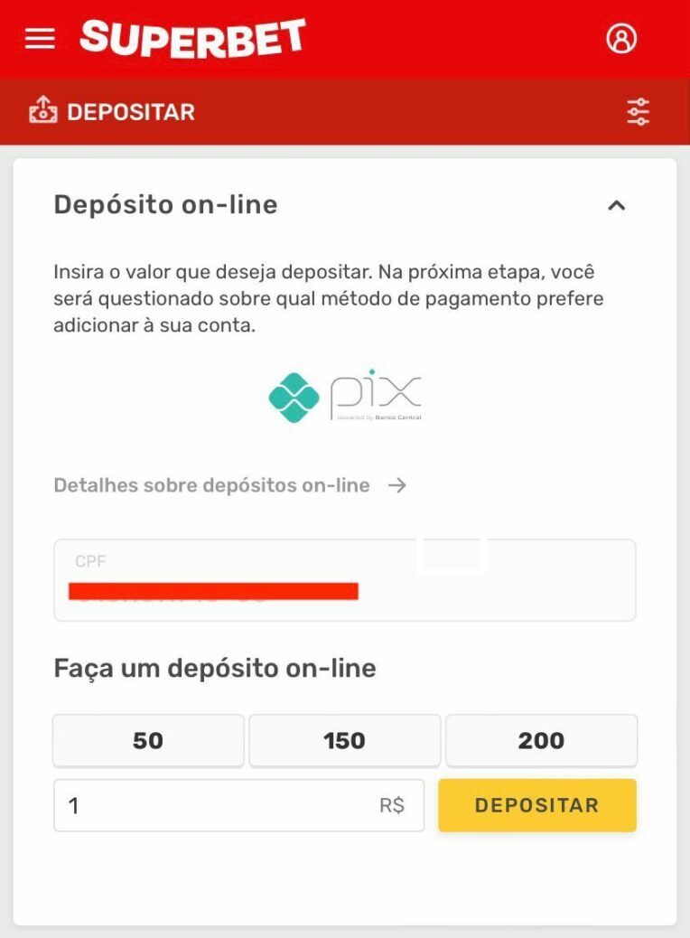 Como depositar na Superbet?